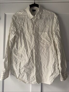 Aspesi Textured Stripe Button-Down Shirt Trim Fit Medium Size 6